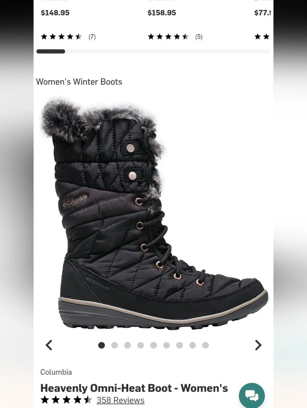 Columbia Heavenly Omni-Heat Black with Fur Trim Winter Boot